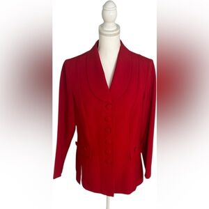Vintage Allison  Goods Red Button-Front Blazer | 80s–90s Classic Tailored Jacket